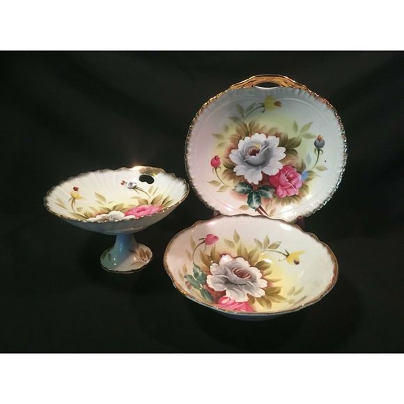 Ardalt Other - SALE 3 Pc Handpainted Ardalt China Compote n Bowls.